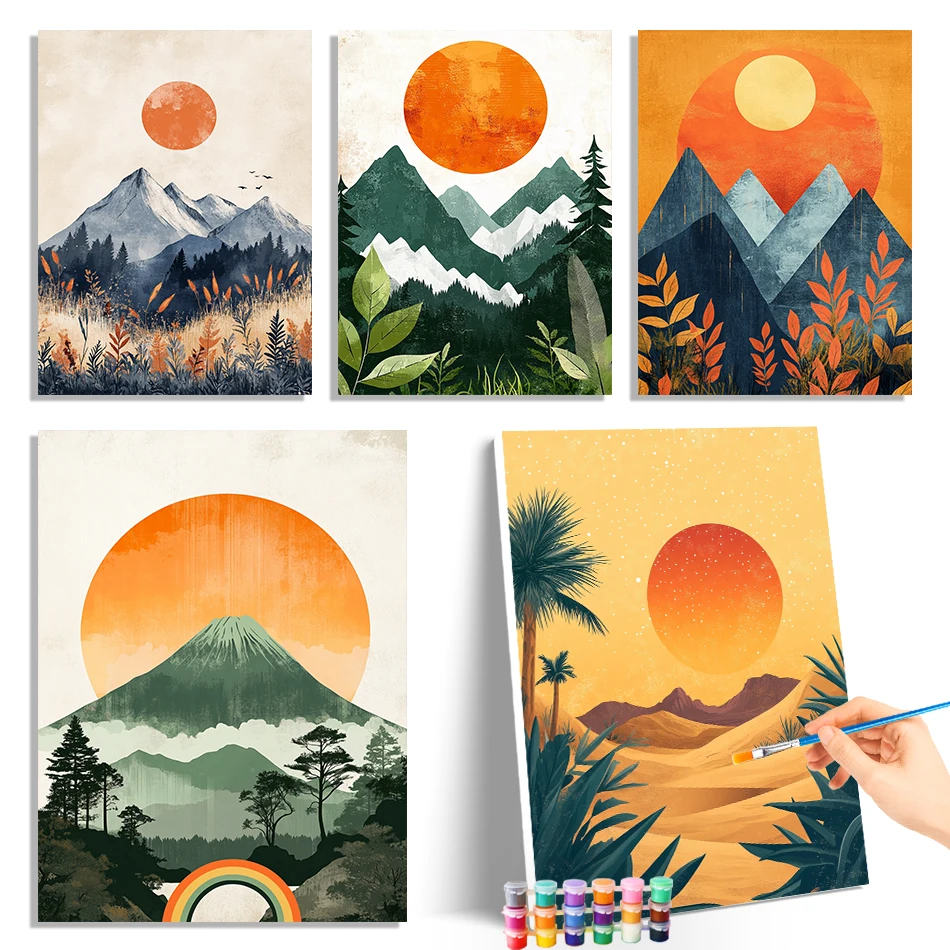 

GATYZTORY Pictures By Numbers Painting Sunset Sun Easy For Beginner Paintings On Number Crafts Supplies Adults Wall Art Picture