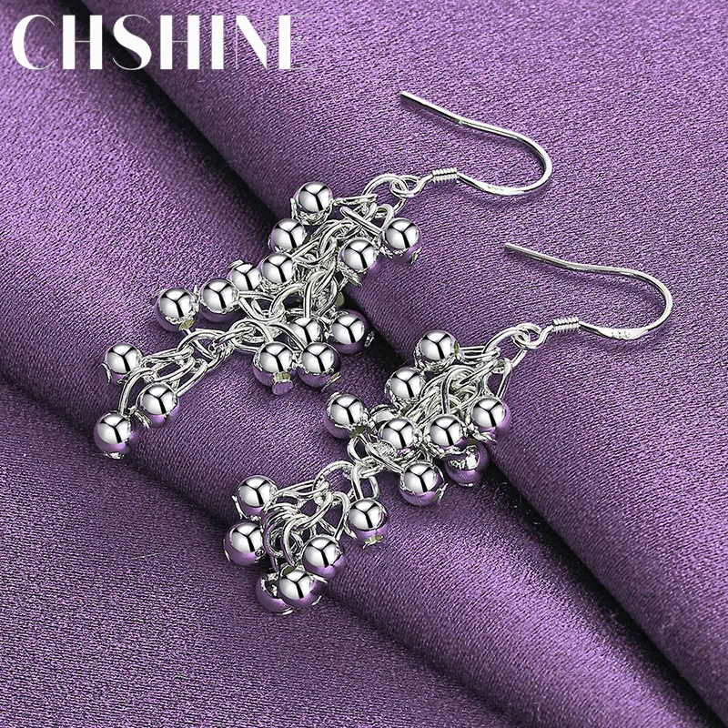 CHSHINE 925 Sterling Silver Smooth Grape Beads Earrings Charm Fashion High Quality Women's Jewelry Gift