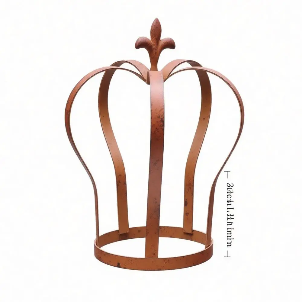 Retro Antique Bronze Crown Garden Decor Freestanding Metal Stake Artistic Landscaping Ornament For Yard Lawn Wedding