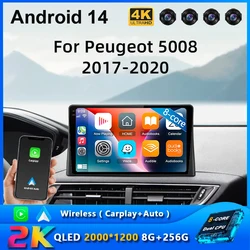 Android 14 Auto Car Radio Carplay For Peugeot 5008 4008 3008 2017 2018 2019 2020 Multimedia Video Player Navigation GPS Stereo