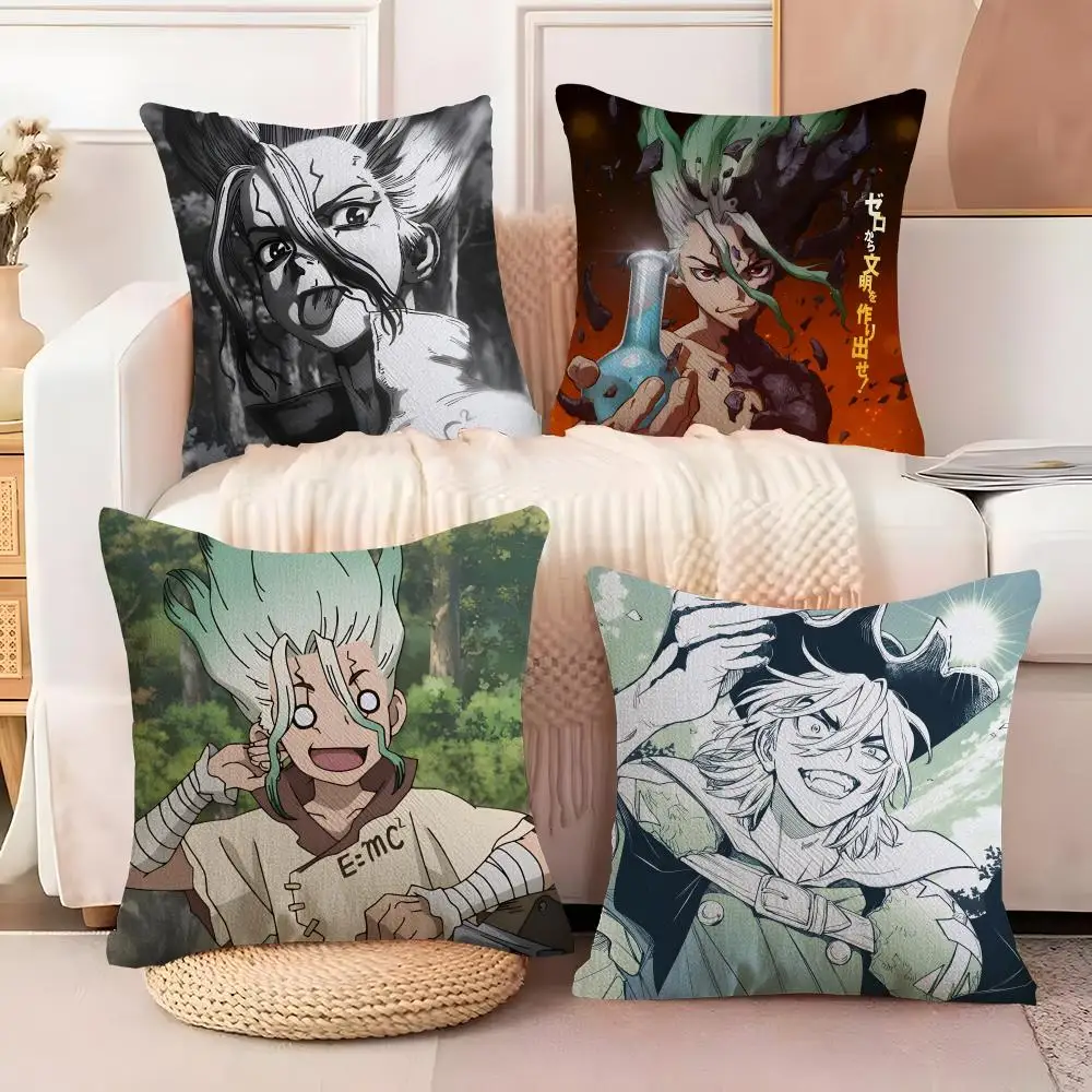 

Dr S-S-Stone Cushion Cover Soft Plush Cushion Cover Double-Sided Print Invisible Zipper Home Decor