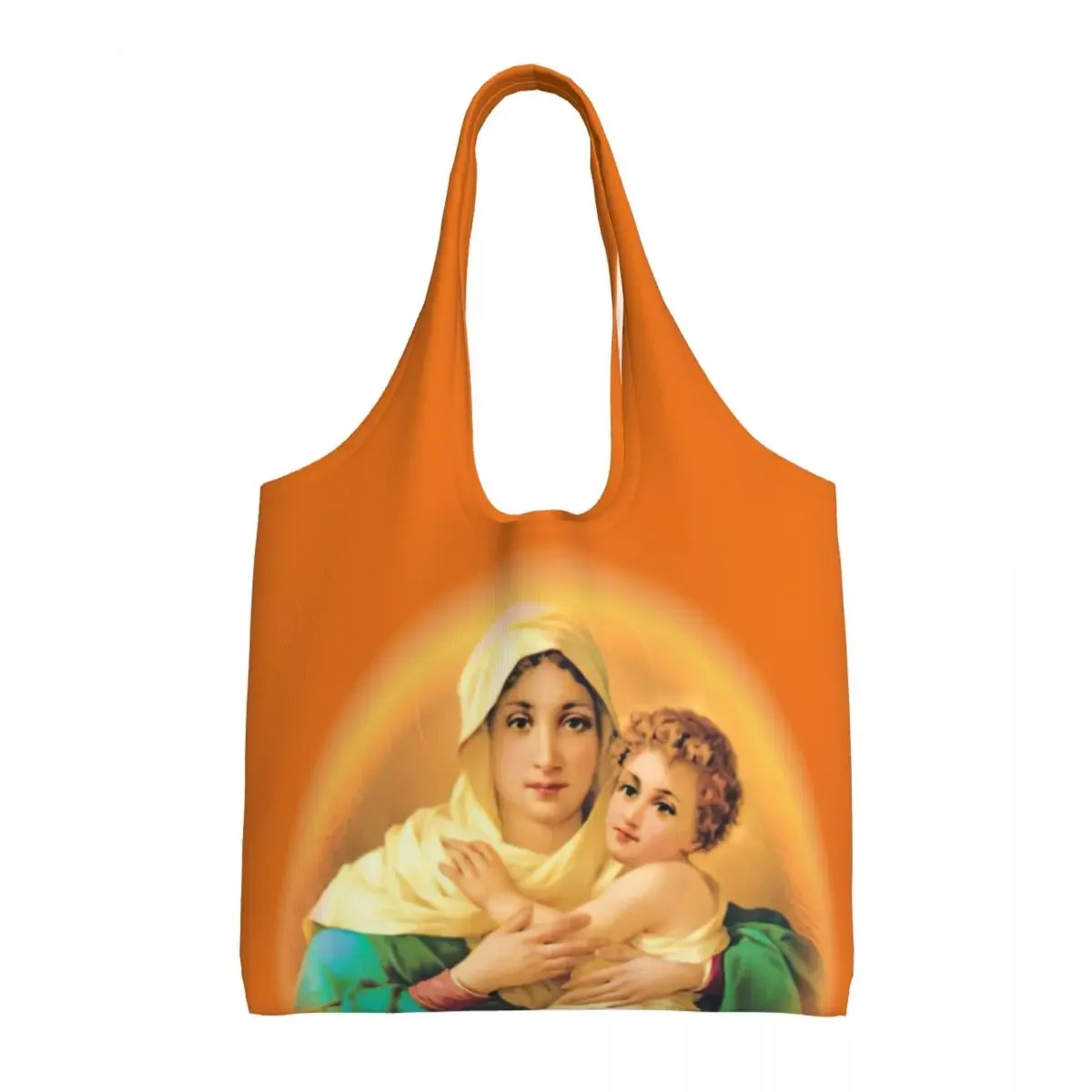 

Our Lady Of Schoenstatt Shopping Tote Bags Reusable Virgin Mary Catholic Saint Groceries Canvas Shopper Shoulder Bag Handbag