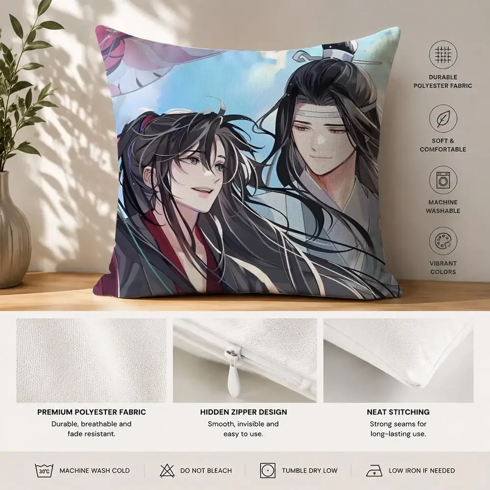 Grandmaster Demonic Cultivation Cushion Cover 40x40cm Square Decorative Sofa Cushion Cover Bedroom Living Room Home Decor Gift
