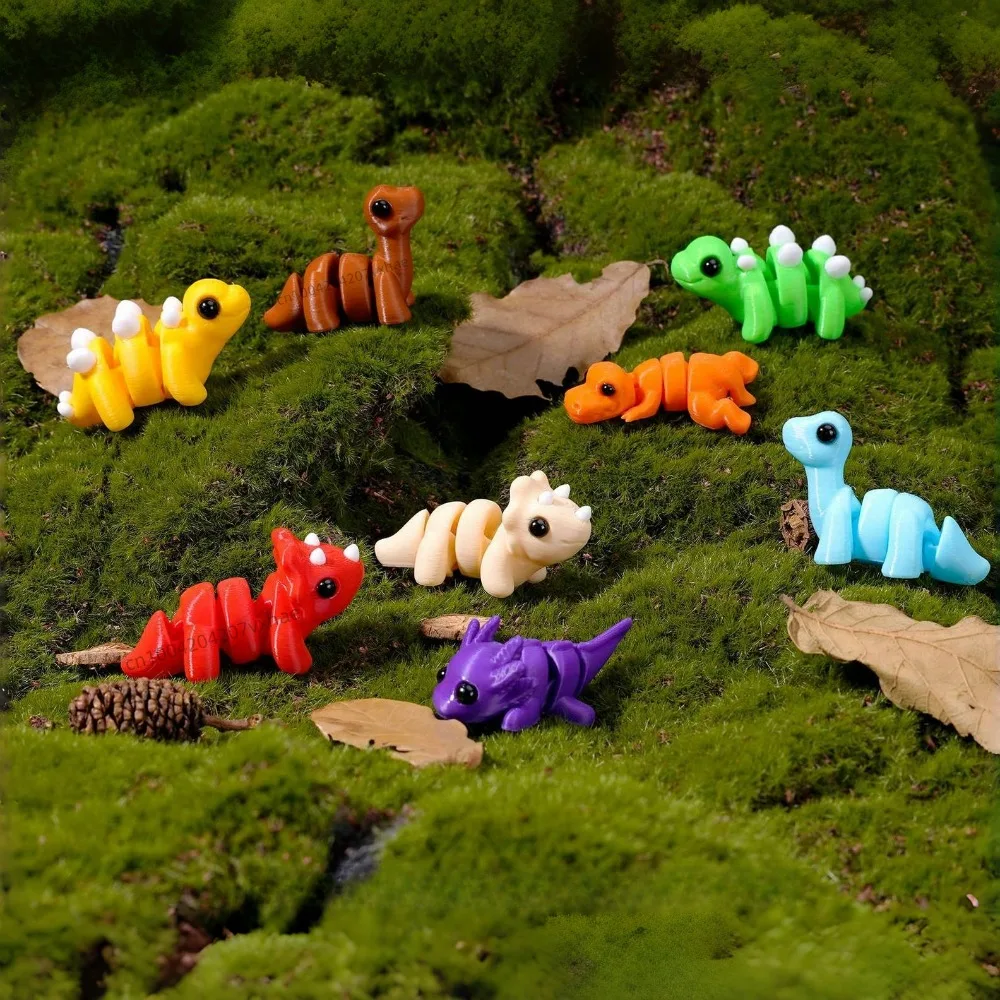 3D Printing Mini Dinosaur Multi-Joint Rotatable Fidget Toys Office Desktop Ornament Home Decor Animal Model Figurine Car Decor