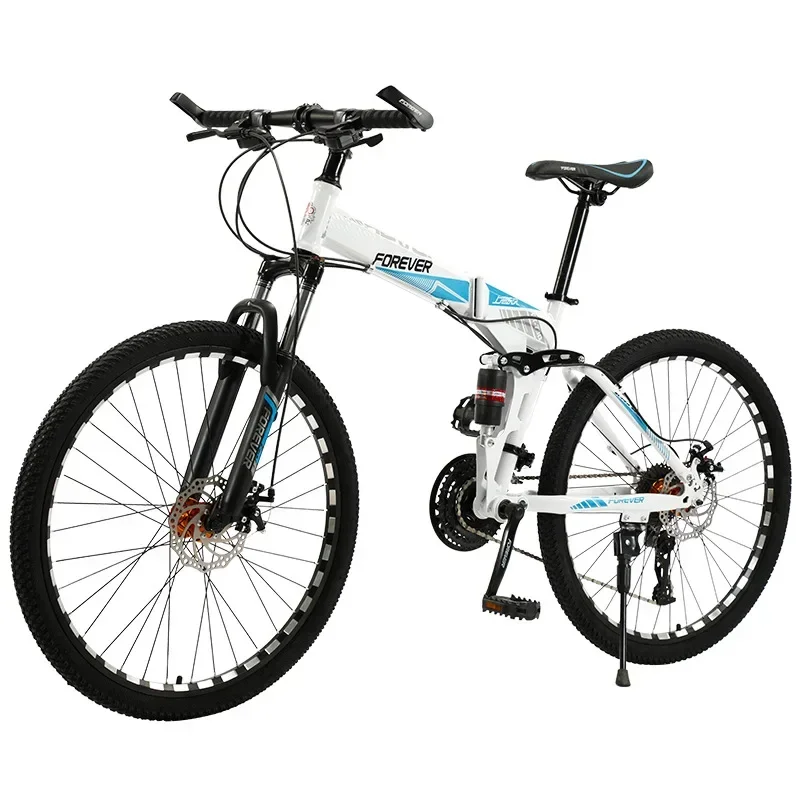 

Shanghai permanent folding mountain bike 26 inch variable speed shock absorber bicycle double disc brake student bicycle