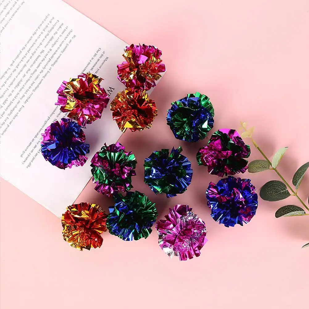 1/3/6/12 قطعة القط الملونة التجعيد كرات الصوت القصدير ورقة اللعب 5.5 سنتيمتر الحيوانات الأليفة القط رنين كرات الورق لعبة تفاعلية ل هريرة القط Acce #1