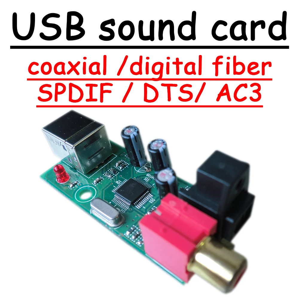 Placa de Som Usb para Fibra Digital Coaxial Placa de Conversão Usb para Spdif Dts Ac3 Wav Ape Flac Áudio Mp3 para Windows 7