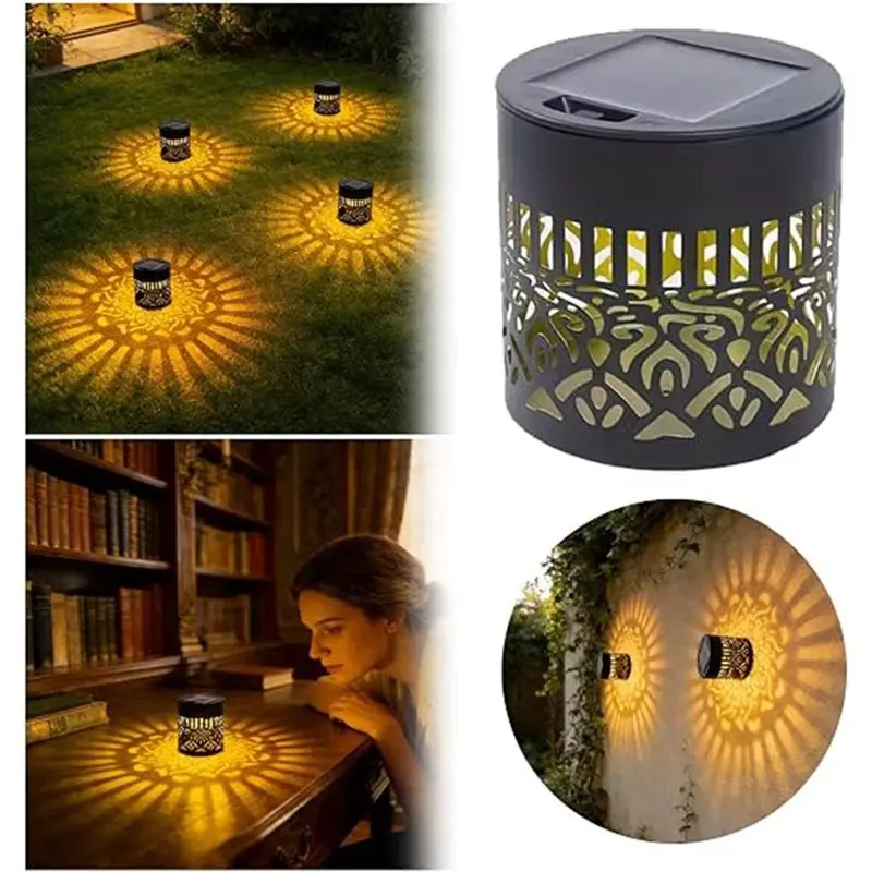 N96R Solar Powered 2 Pack Mandala Lights Outdoor Deck Step Wall Lights For Terrace, Courtyard Backyard,Garden Decor