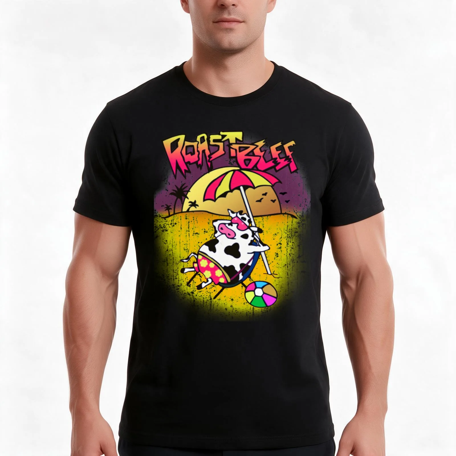 Roast Beef - Vintage T-Shirt, Summer Casual Cotton Tee, Oversized Streetwear Tops, Vintage Graphic Print, Loose Fit Short Sleeve