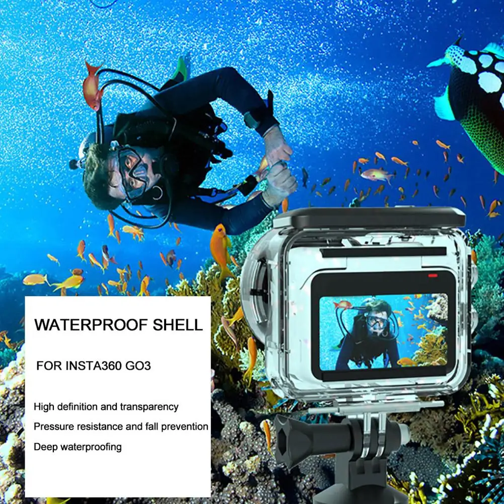 Funda de buceo con pantalla táctil para Insta360 GO 3, cubierta protectora, adaptador de montaje, jaula impermeable, Kit de vídeo subacuático para Cámara de Acción Go3