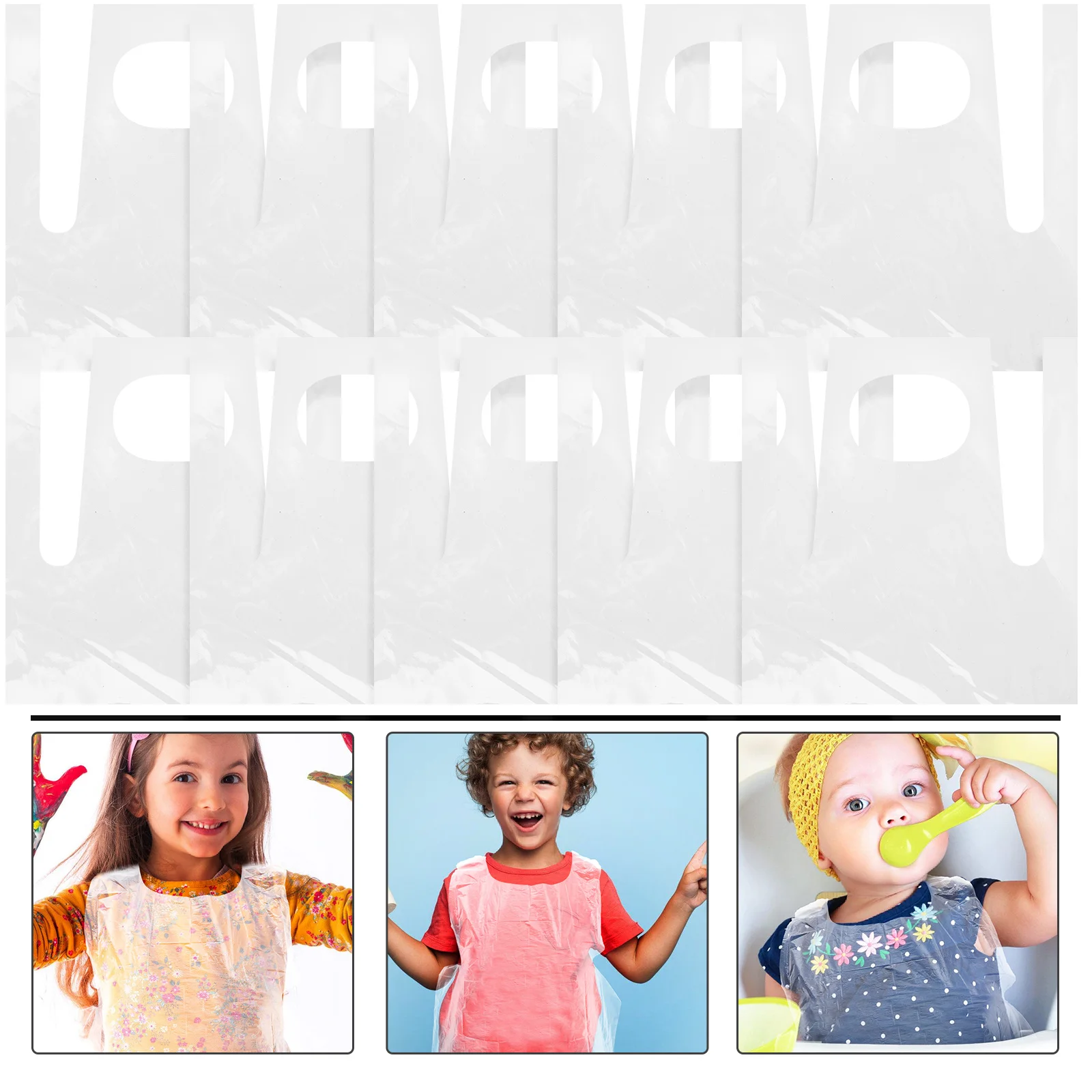

50pcs Kids Portable Plastic Children Painting Apron Adjustable Thickened Oil-Proof Multi-Function Drawing Apron For Toddler