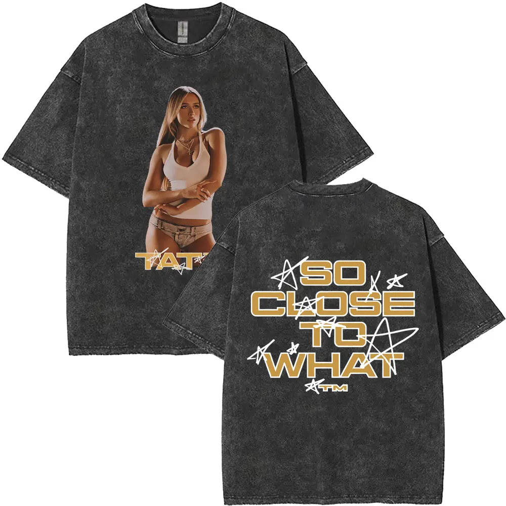 Tate Mcrae Album So Close To What Miss Possessive 2025 World Tour Washed T Shirts Men Women Fashion Vintage Oversized T-shirt image 3
