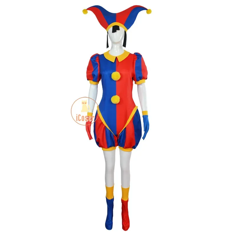 IN STOCK The Amazing Digital Circus Pomni Cosplay Costume Uniform Jumpsuit Hat Bodysuit Human for Adult Kids Costume Cartoon Cos