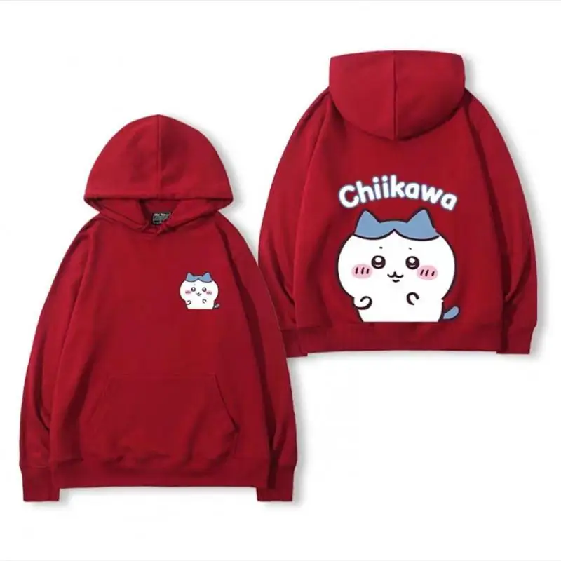 Chiikawass japonia Kawaii Hachiwares para bluza z kapturem i kapturem Street Style studenci rozrywka wszechstronne luźne topy chłopiec dziewczyna