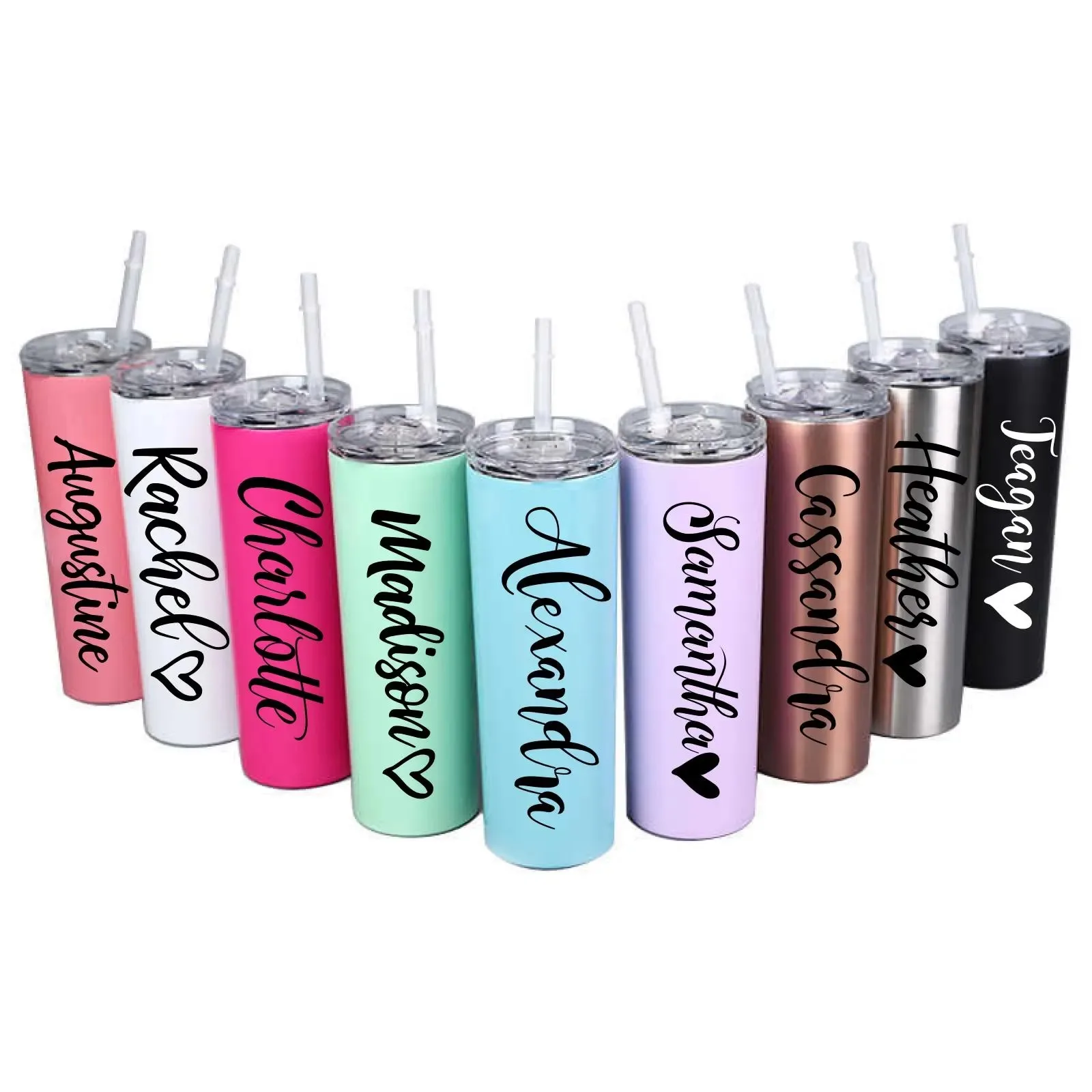 بهلوان معزول نحيف مخصص مع زجاجة حرارية من القش للياقة البدنية لوصيفة العروس وهدايا للسائقين أمي الطفل أدوات شرب للسفر