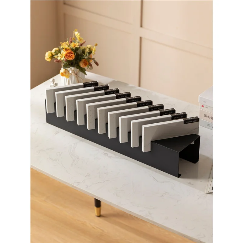 (for 1 piece)Modern Large Wood Grain Tile Granite Quartz Stone Display Stand Vertical Metal Floor Organizer  Tile Display Rack