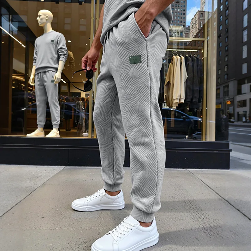 American-style Textured Men's Loose And Simple Casual Sports Commuter Sweatpants