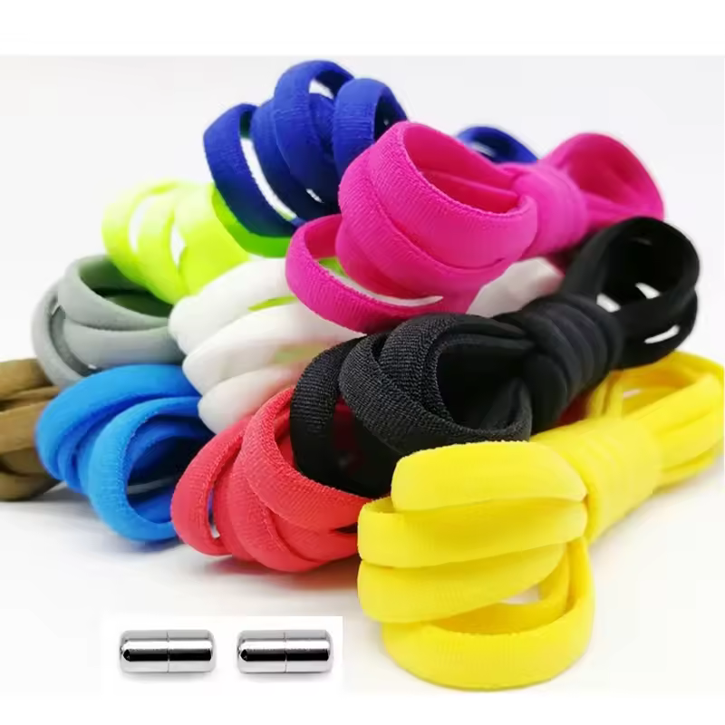 4Pcs/1Pair 100cm Elastic No Tie Shoelaces Metal Lock Shoe Laces For Kids Adult Sneakers Quick Shoelaces Semicircle Shoestrings - Image 4