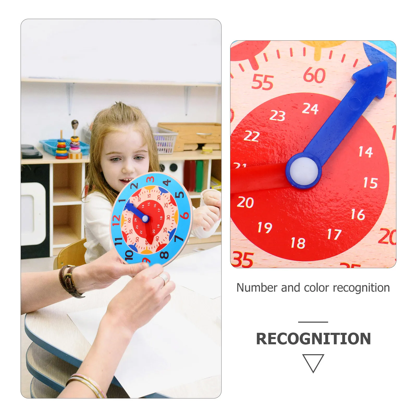 3pcs Kids Wooden Clock Educational Time Learning Tool For Toddlers Teaching Aid Math Number Color Recognition Plaything Puzzle