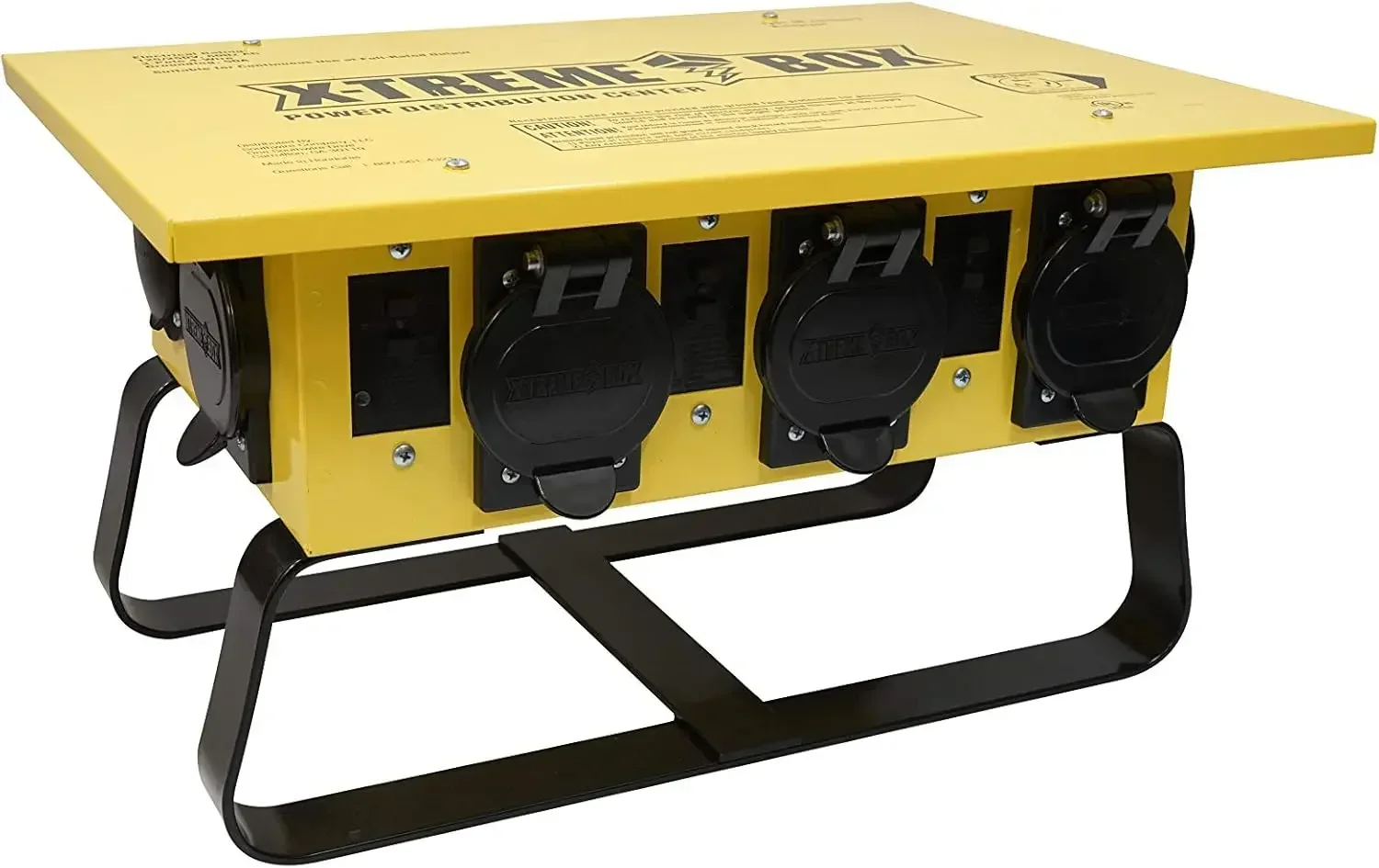 Treme Box - 50A 125/250V Portable Power Distribution with 6 5-20 U-Ground/Straight Blade Receptacles - Rugged Steel Construction