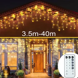 Luci della stringa del ghiacciolo Lucine a LED Ghirlanda di Natale per la festa di Capodanno Matrimonio Giardino Terrazza Lampade decorative natalizie