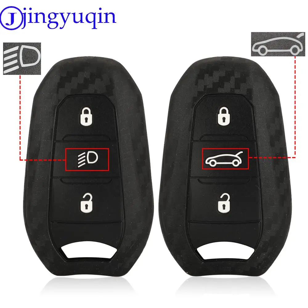 jingyuqin Remote Car Key Carbon Fiber Patten Silicone For Peugeot 208 308 3008 508 5008 Citroen C4 C4L DS4 DS5 Case Cover