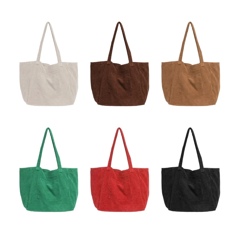 

Women Corduroy Handbag Girls Grocery Shoulder Bag Large Capacity Tote Bags Gift