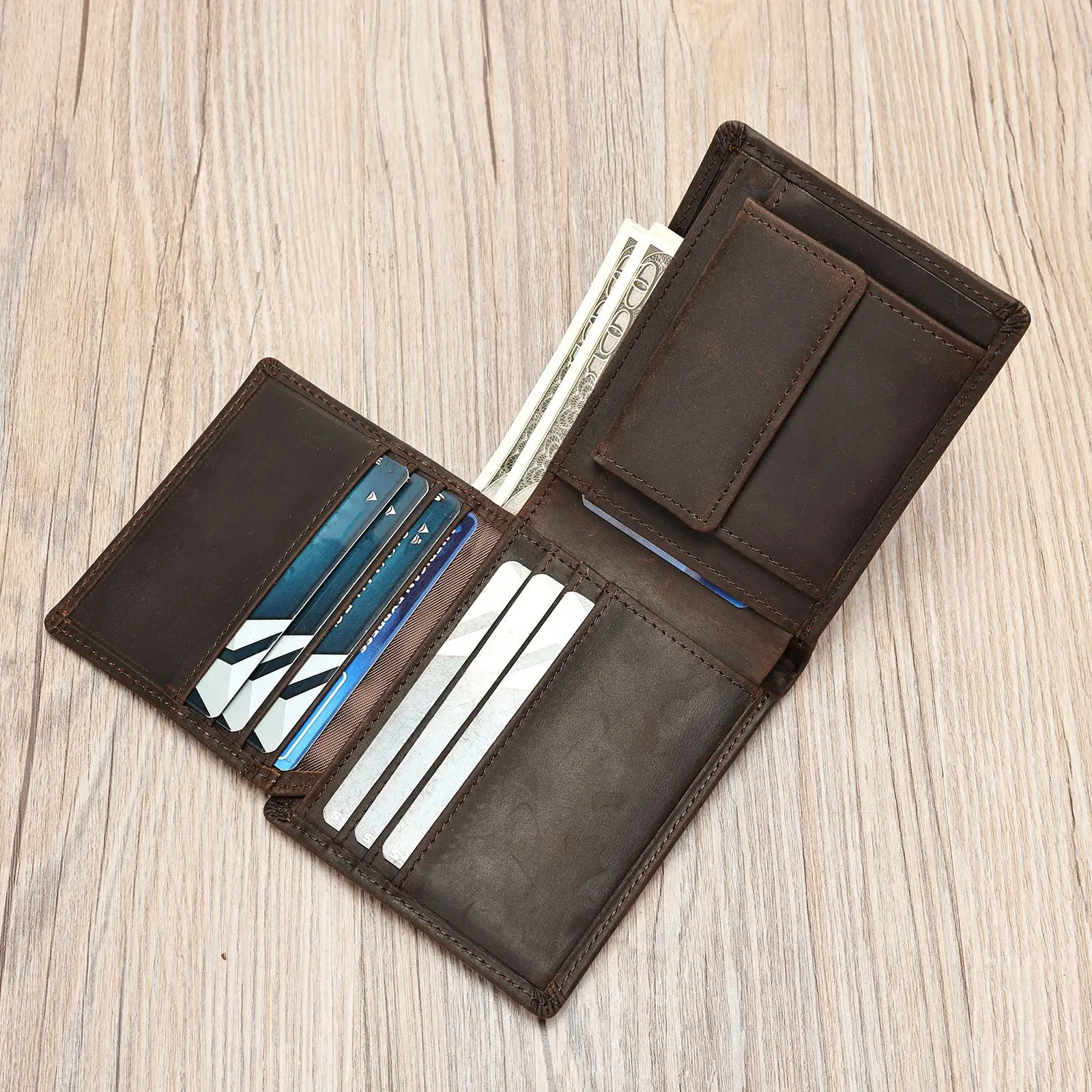 

Высококачественный мужской кошелек RFID в стиле ретро, многослотовый, многофункциональный, большой емкости, деловой кошелек для банкнот в долларах США