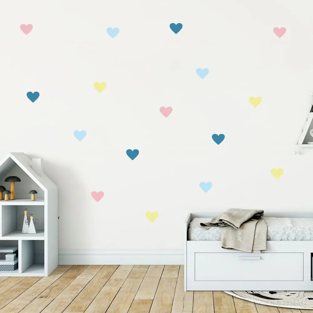 Kit C/16 Hearts 6x5cm Wall Sticker Colorful Heart Tones Children's Pastels-Color Baby