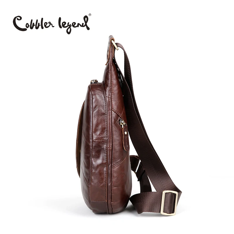 Cobbler Legend Genuine Leather Men Crossbody Bag Casual Chest Bag Cowskin Single Shoulder Strap Back Pack