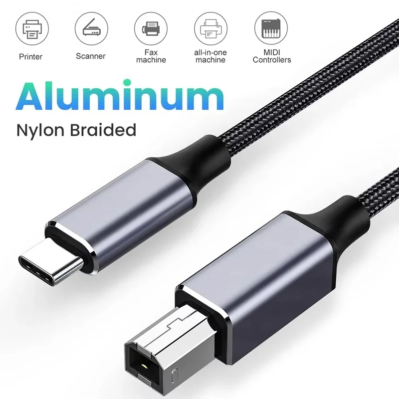 USB B to USB Type C Printer Cable USB B Male to Male Scanner Cord High Speed Printer Cord For HP Canon Epson Dell Printer Cord
