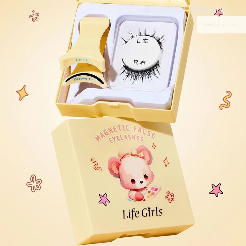 Ciglia magnetiche calde Set 1 paio riutilizzabili Nessuna colla necessaria Ciglia finte con pinzette magnetiche Strumento per trucco ciglia finte ricci