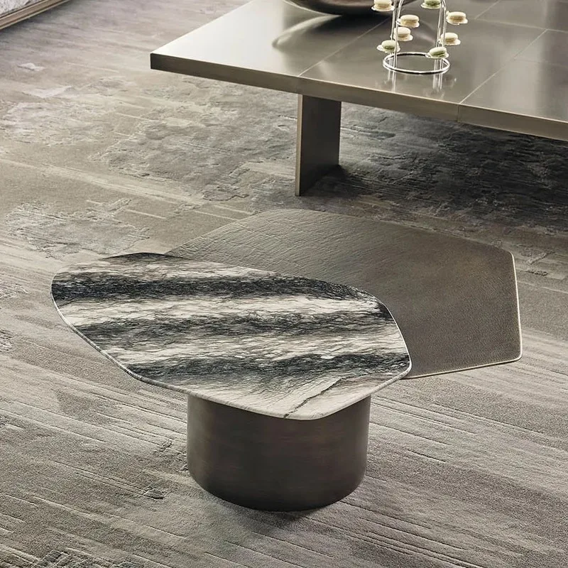c13-Nordic Creative Marble Rotating Coffee Table Creative Minimalist Designer High-End Combination Coffee Table Home Furniture