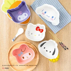 Sanrio Salad Bowl Children's Bowl Kawaii Hello Kitty Kuromi Cinnamoroll Cartoon Anime Cute Fruit Small Plate for Woman Gift Toys