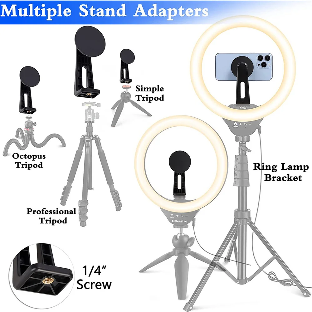 حامل هاتف مغناطيسي دوار 360 درجة، محول ثلاثي القوائم عالمي مع قبضة قوية لمدونات الفيديو والسفر وملء الحفارات الخفيفة
