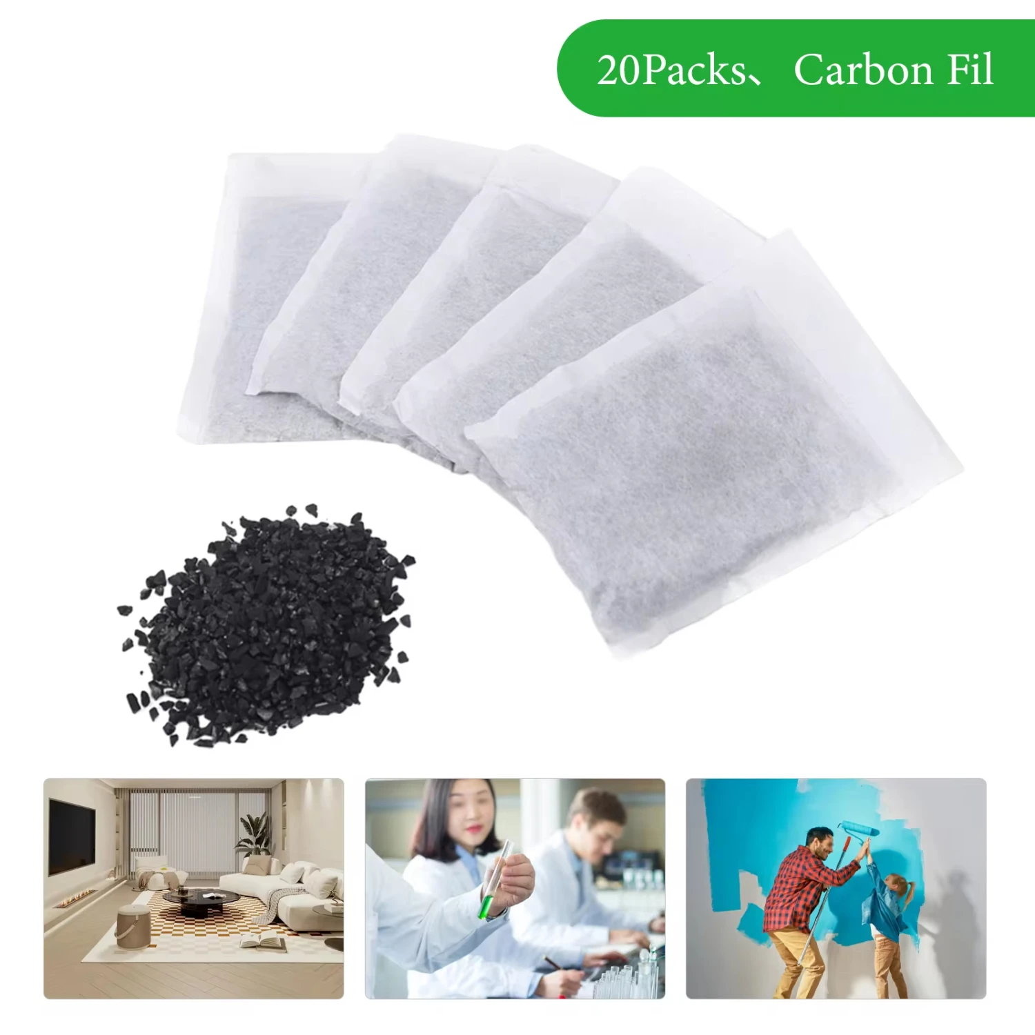 Activated Carbon Charcoal Filter Packs for Household Water Distiller - Purify & Remove Water Contaminants