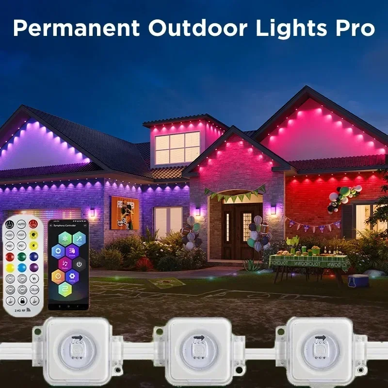 

Умный светодиодный домашний уличный светильник RGB, красочный уличный светильник, 60 режимов сцен, IP67, водонепроницаемый карнизный светильник, подходит для фестивалей