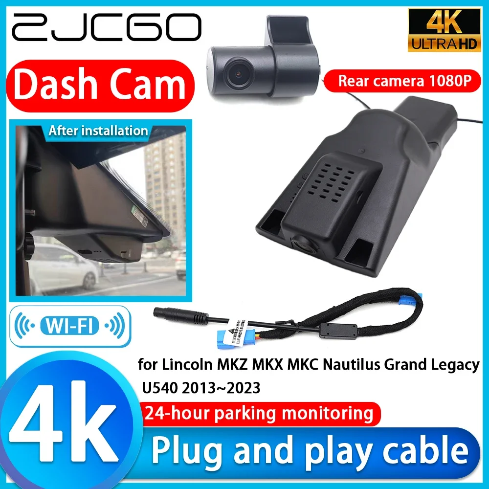 ZJCGO Video Recorder 4K UHD Plug and Play DVR Dash Cam for Lincoln MKZ MKX MKC Nautilus Grand Legacy U540 2013~2023