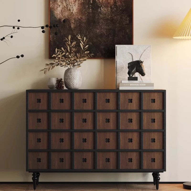 

Walnut chest cabinet living room French retro storage cabinet American solid wood locker medium antique small apartment bedside