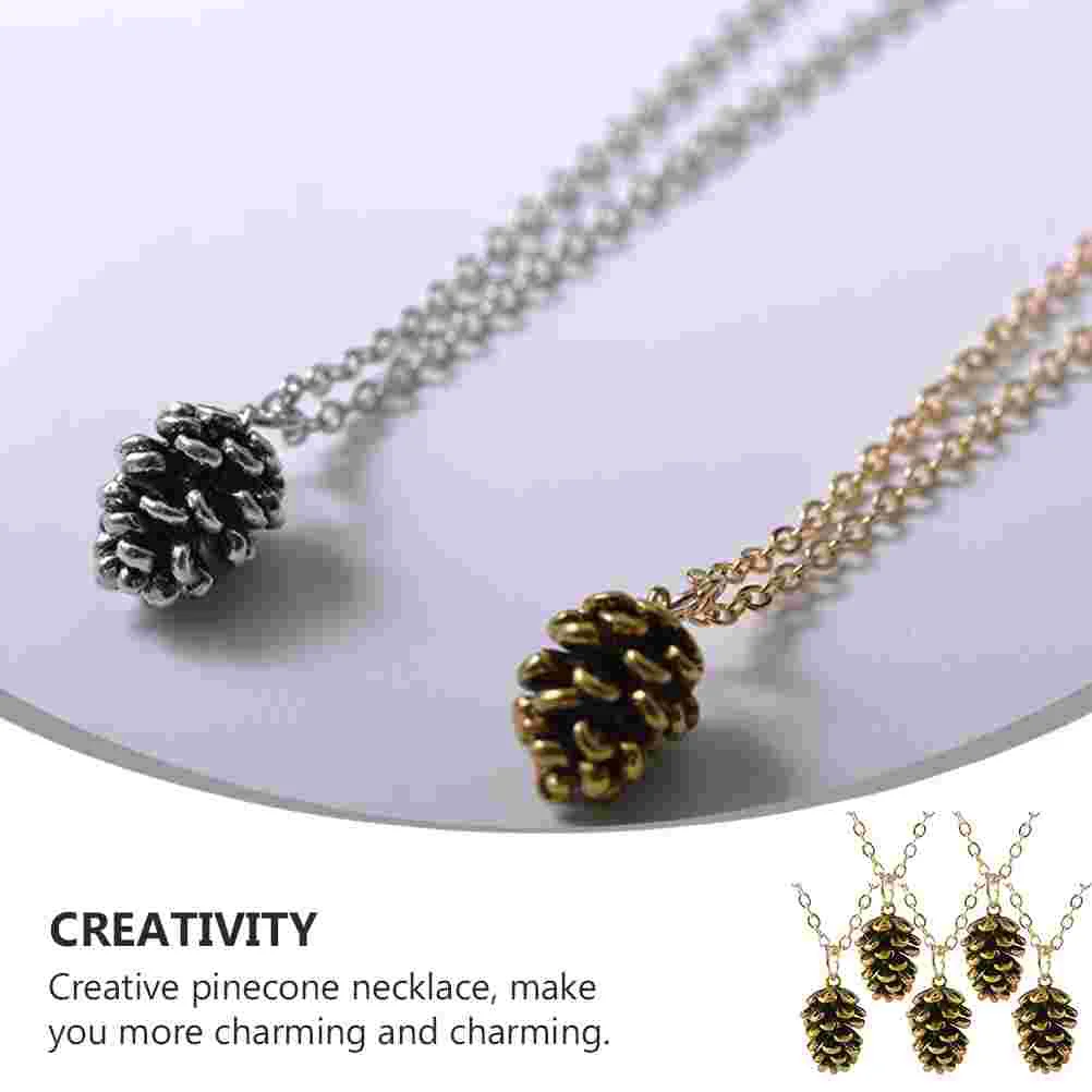 Jingle Bell Jewellery Christmas Pine Cone Necklace Gifts for Stocking Stuffers Pendant