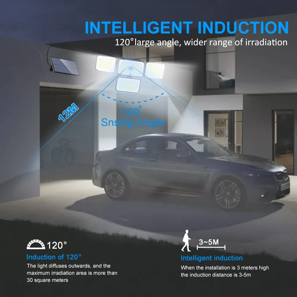 Solar Outdoor Lights 288/283 LED Security Lights with Remote Control Waterproof Motion Sensor Solar Flood Lights Patio Wall Lamp