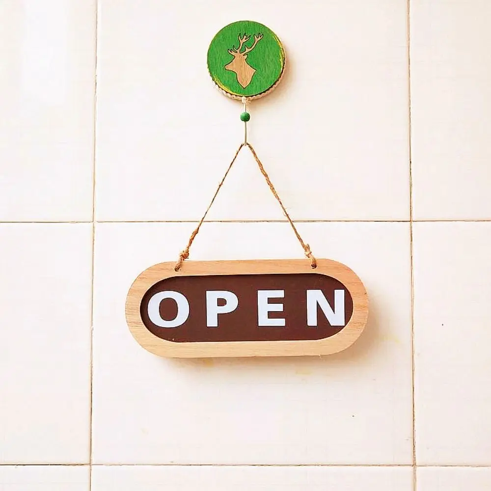 Wooden Double Sided Door Sign OPEN/CLOZED European Style Store Closed Board Decorative Durable Door Hanging Tag Hotel Use