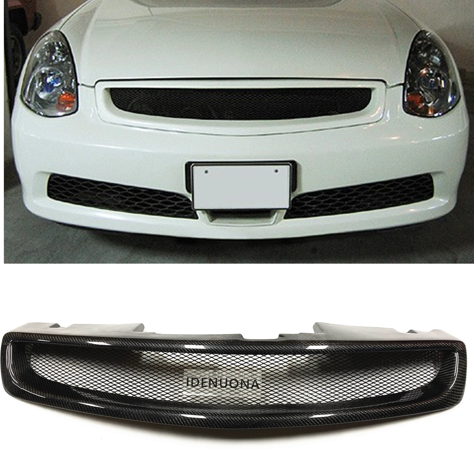 

Front Grille Grill For Infiniti G35 2005.7-2006 Nissan Skyline V35 4 Door Sedan Carbon Fiber/Fiberglass Upper Bumper Hood Mesh