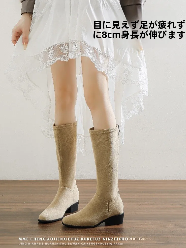 comfortable-high-top-boots-women's-faion-boots-korean-sle-double-zipper-thi-heel-long-tube-boots-increased-8cm-height