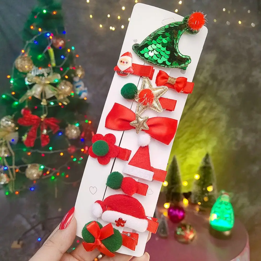 

Merry Christmas Decor Christmas Hairpin Set Deer Horn Star Children Antler Hair Clip Plush Duckbill Clip Kids Gifts