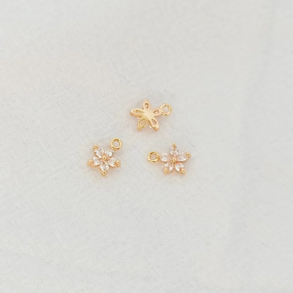قلادة على شكل زهرة من الزركونيوم بخمس أوراق مطلية بالذهب عيار 14 قيراط، قلادة على شكل زهرة صغيرة يمكنك صنعها بنفسك، مادة إكسسوارات السوار #4