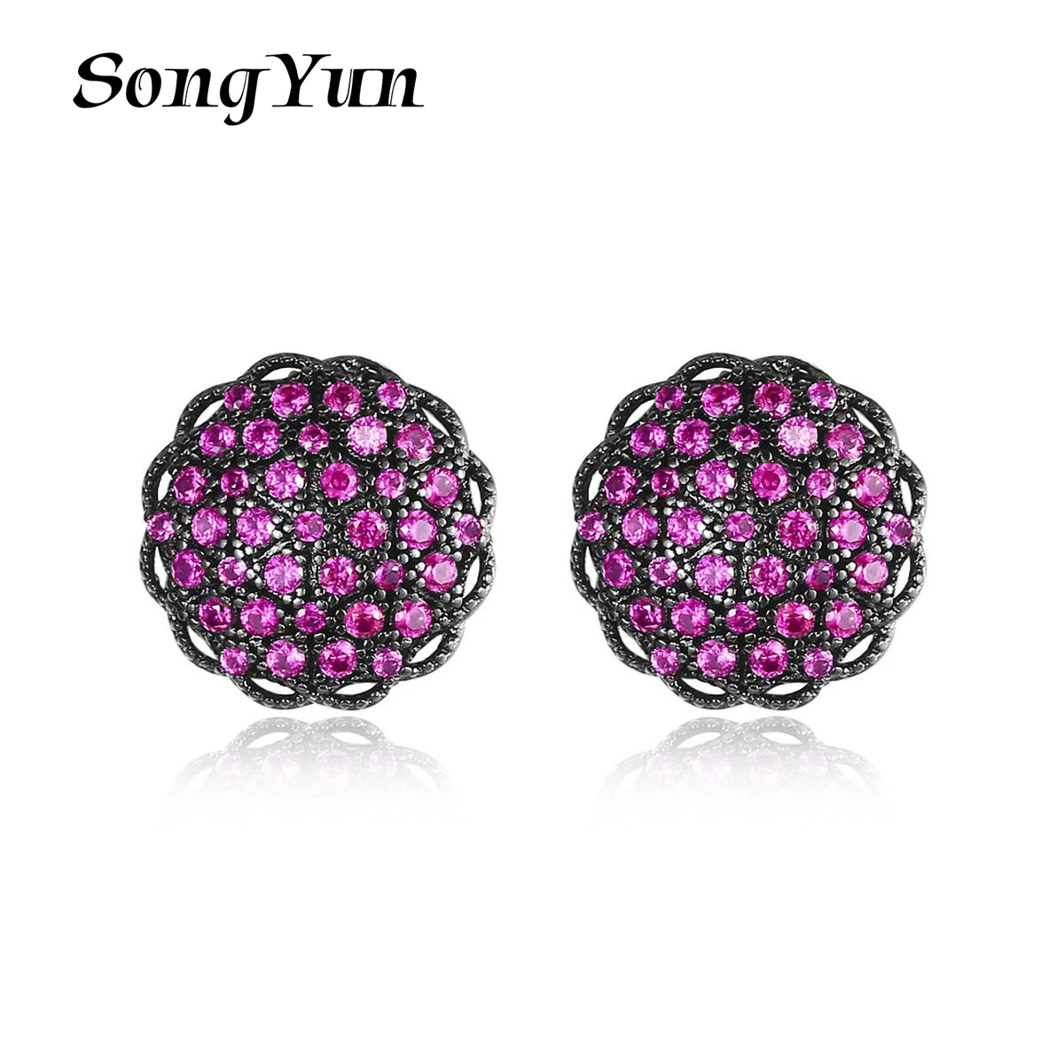 

SongYun Jewelry Manufacturer MHT Flower Earrings With Zircons Set In Copper Earrings Are Fashionable Earrings In Korea