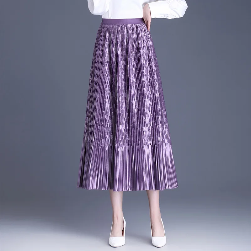 Fashion New Summer Women's Elegant Mesh Skirt 2024 Spring Boho Korean High Waist Pleated Layers Tulle Pleated Midi Skirts