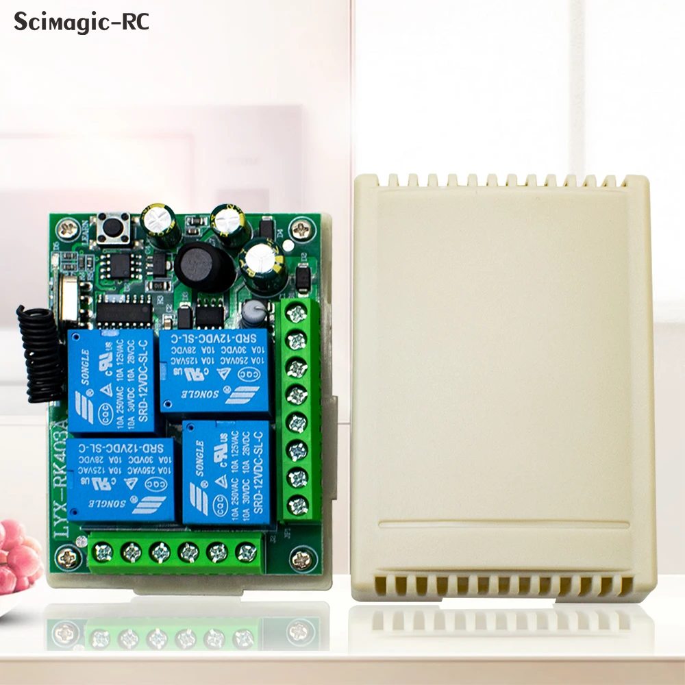 Saklar penerima kendali jarak jauh Universal, 433Mhz 220V 110V untuk lampu, pintu, relai garasi 4CH dan Remote kontrol RF 433MHz