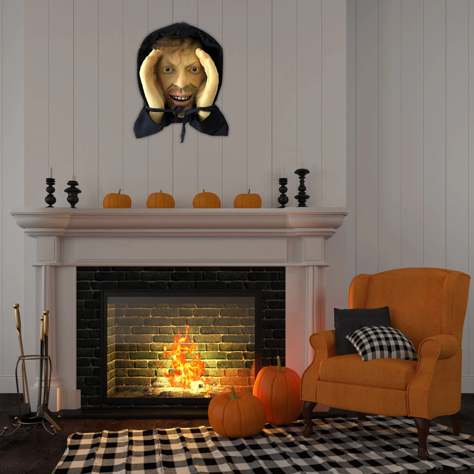 Máscara colgante de payaso para decoración de Halloween, mascarilla de payaso escalofriante para interior y exterior, Fiesta en casa, 1 piezas, 2024